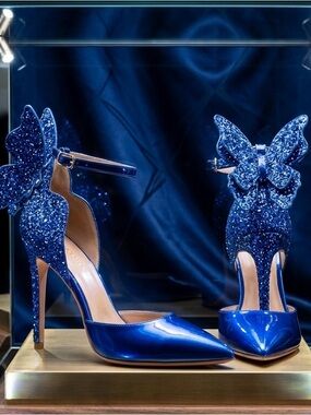 Sparkling Midnight Blue Stiletto Heels